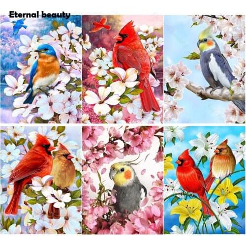 5D Diy Diamond Painting Parrots Animal Rhinestones Pictures Full Square Round Diamond Embroidery Bird Flower Mosaic Handmade