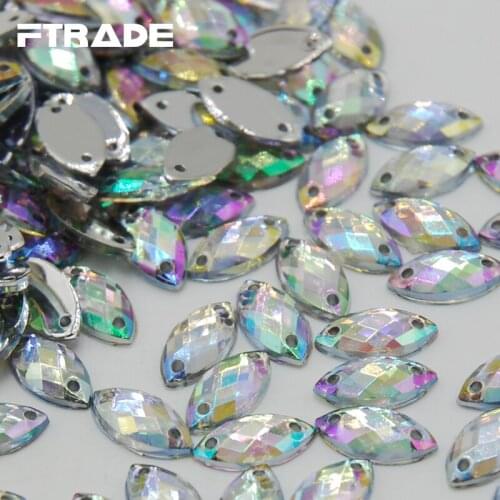 Promotions!!Clear AB Color Acrylic Sewing Horse Eye Rhinestones 5x10mm 300Pcs/Lot Flatback 2 Holes DIY For Decoration