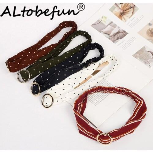 ALTOBEFUN Female Striped Floral Hair Band Womens Fabric Cross Hair Accessories Lady Bundle Hair Ties TC142