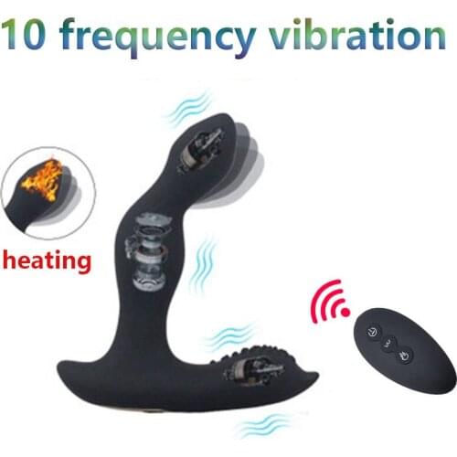 10 Speeds Tickling Vibrating Anal Plug Wireless Remote Heating Male Prostate Massager Big ButtPlug Vibrator SM Sex Toys For Man
