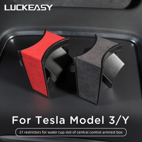 LUCKEASY Auto Accessories For Tesla Model 3 Model Y 2021 car Water Cup Slot Slip Limit Clip ABS Turn Fur Car Cup Holder Limiter