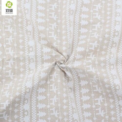 White Color Christmas Pattern Cotton Linen Metre Fabric DIY Christmas Decoration Fabric For Patchwork Curtain 145*50CM M77