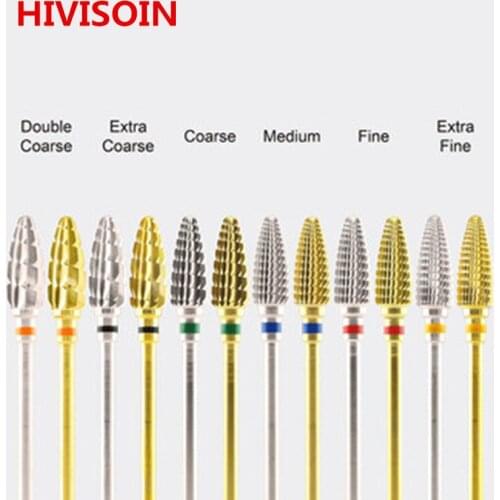 Large Cone - Gold/Silver - HIVISOIN Carbide Nail Drill Bits Electric Manicure Drill & Accessory