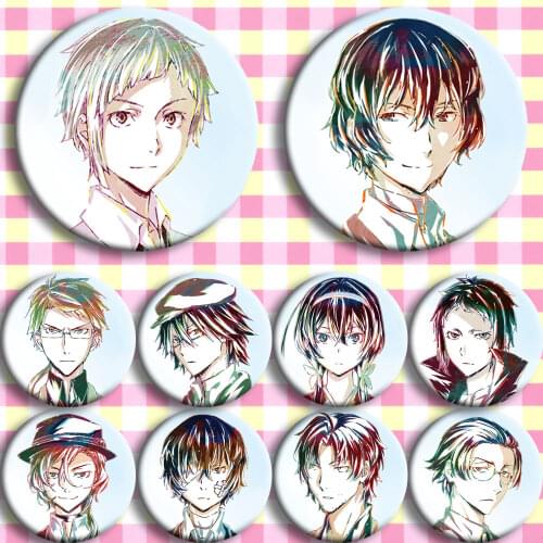 COSSUN Bungo Stray Dogs Dazai Osamu Cosplay Badge Edogawa Ranpo Brooch Bag Pins Nakajima Atsushi Collection Badges for Backpacks