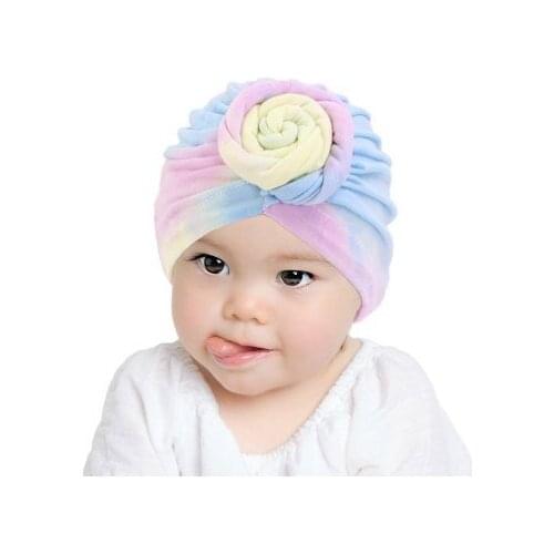 Colorful donuts Infant Headbands Solid Color Cotton Kont Turban Headwear For Girls Spandx Stretchy Beanie Hat Baby Hair Accessor