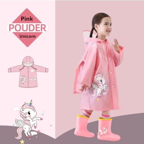 Cute Raincoats For Children 4 Fashion Unicorn Pattern Printed Rainwear Eco-friendly Odorless Kids RainCoat Boys Girls Raincoat