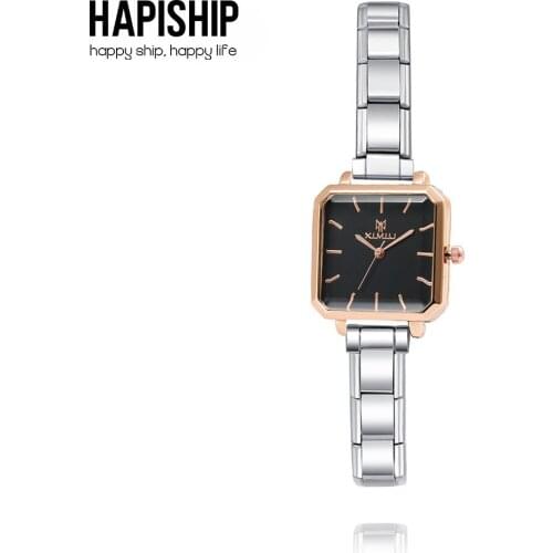 Hapiship Fashion Men Women Stainless Steel Square Rose Watch Bracelet Bangle For Party Friend Wife Birthday Jewelry Gift G181