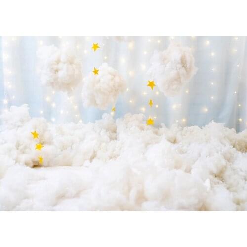 Cotton Stars Light Photography Backgrounds Computer Printed Backdrops Photo Studio for Baby Shower Children Birthday Photobooth