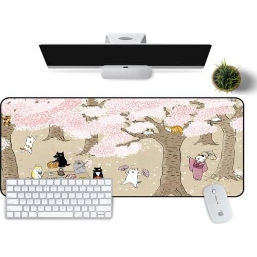 Cute Kitten Natural Rubber Gaming Mouse Pad Table Mat Free Shipping Large Mouse Pad Keyboard Pad 40x90cm Gaming Mouse Pad