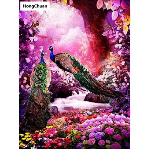 "Couple Peacock" 5D DIY Square/Round Diamond Painting Mural Mosaic Cross Stitch Home Decoration Christmas Gift Hand Sticker