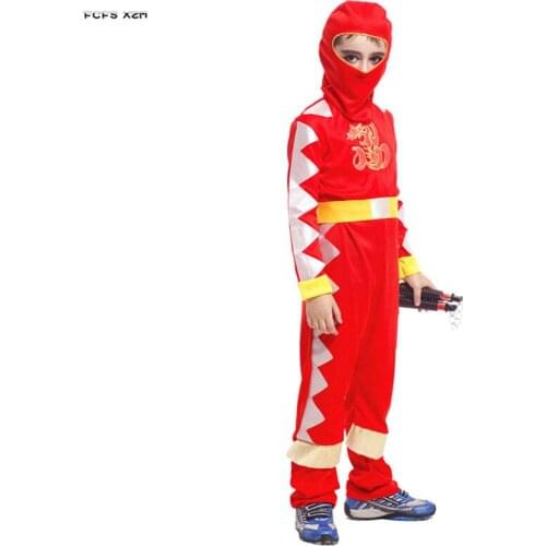 Red M-XL Boys Halloween Naruto Ninja Costume for Kids Children Warrior Cosplay Carnival Purim parade Stage Role Play party dress