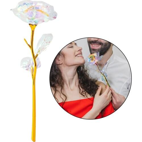 Valentines Day Creative Gift 24K Foil Plated Rose Gold Rose Lasts Forever Love Wedding Decor Lover Lighting Roses Flowers