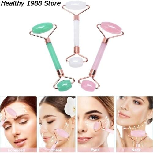 Massager For Face Lift Up Roller Rose Resin Natural Crystal Stone Slimming Thin Chin Facial Skin Care Tool
