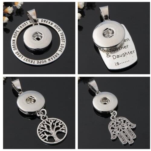 Fashion Beauty Love Tree of life Hand pattern snap pendant necklace chain 60cm fit 18MM snap buttons Fashion jewelry