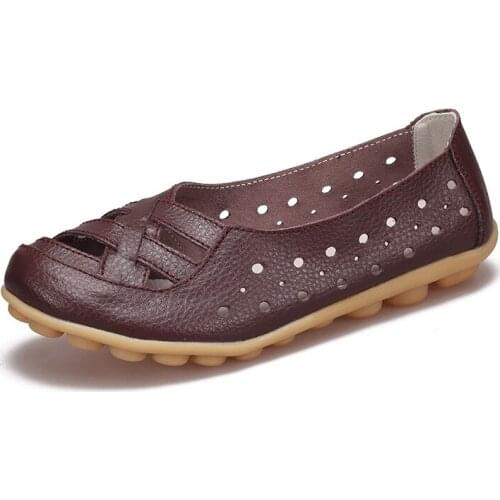 Pluse Size 44 Nurse Soft Shoe Women Hollow Out Heeled Sandals Slip-on Comfort Mother Casual Shoes Female Lazy Shoes Woman