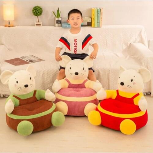 Soft Child Seat Cover No Filling Cartoon Animal Feeding Chair Support Seat Plush Comfortable Photography Chair Case Sofa