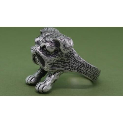 New trendy adjustable vintage shar pei ring cute handmade shari pie animal rings Chinese Sharpei jewelry