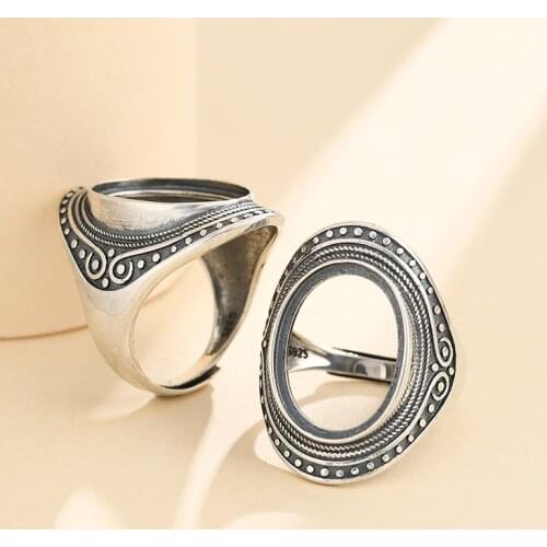 13*18mm 925 STERLING SILVER mens Semi Mount Bases Blanks base blank Pad VINTAGE ring ring Setting set jewelry gift A5457