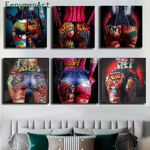 Body Graffiti Poster Picture Sexy Woman Buttocks Canvas Painting Modern Wall Art Prints Home Living Room Decorative Pictures