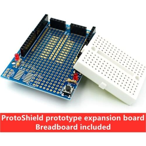 ProtoShield prototype expansion board with mini breadboard plug-in punch