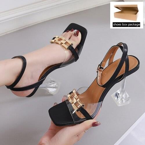 Transparent PVC Sandals Women Pointed Crystal Cup High Heel Stilettos Sexy Pumps Summer Shoes Peep Toe Women Pumps Size 46