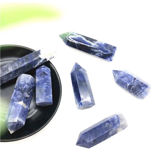 Drop Shipping 40-80mm Natural Blue Sodalite Quartz Obelisk Crystal Wand Point Healing Stones Specimen Stone And Crystals