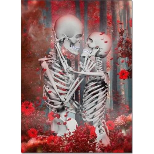 Hot Sale 5d Diamond Painting Cross Stitch Skull Kiss Red tree DIY Full Square Round Embroidery Rhinestone Picture Cartoon Lover