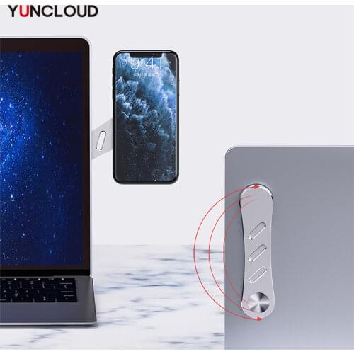 Smartphone Holder on Mac Laptop Dual Monitor Display Aluminum Alloy Adjustable Phone Stand Laptop Side Mount Connect Bracket