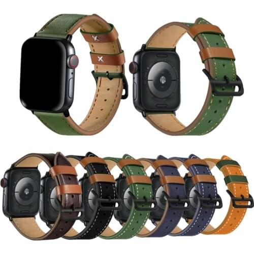 New Leather Metal Buckle Watchband For Apple Watch 6 5 4 3 2 1 SE For iWatch 44mm 40mm 42mm 38mm Band Leather Bracelet Strap