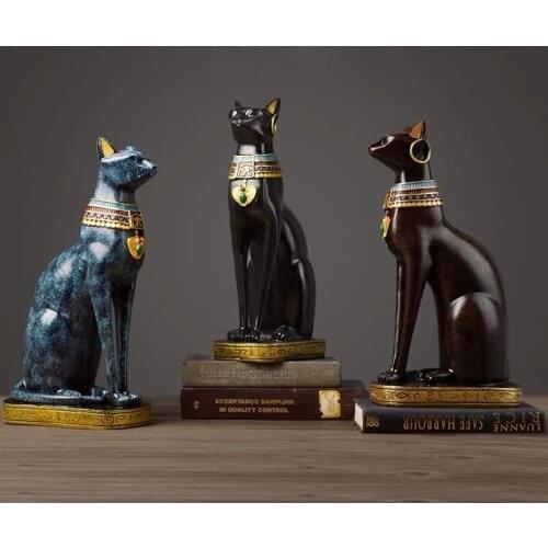 EGYPTIAN CAT RESIN CRAFT VINTAGE HOME DECOR MODERN BASTET GODDESS GOD PHARAOH FIGURINE STATUE FOR OFFICE TABLE ORNAMENTS GIFT