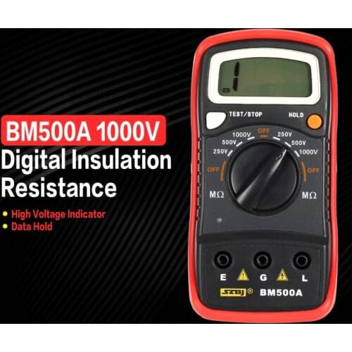SZBJ BM500A Digital Megger 1000V Auto Range Insulation Resistance ohm Meter Tester Multimeter Voltmeter LED indication