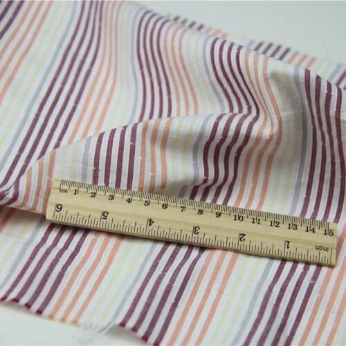 100% Cotton Yarn Dyed Cutting Motif Brown Red Camel Yellow Stripe Fabric Thin for Summer Apparel Dress Skirt Blouse Craft Quilt