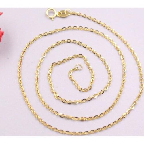 Real 18K Yellow Gold Women Necklace Rolo O Chain 17inch 1.5mmW 2.4-2.7g / Spring Clasp GUARANTEED PURE 18K Gold