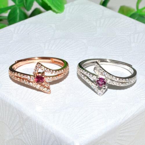 New Arrival S925 Sterling Silver Special Crown Shape Natural Garnet Setting Adjustable Ring For Women Queens Gift 5pcs/lot