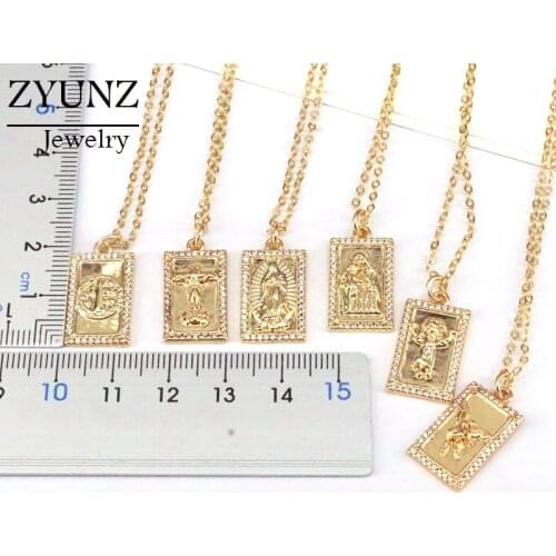 10PCS, Fashion Mary Virgin Charms Pendant Necklaces For Women Gold Crystal Our Lady of Guadalupe Necklaces