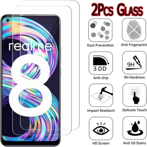 2-1Pcs Premium Glass For Realme 8 RMX3085 Cover Screen Phone Protection Film On Realme8 Explosion Proof Tempered Glass