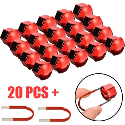 20pcs Red Universal 17mm Auto Wheel Nut Bolt Anti-rust Cover Cap Protecting Bolt Rims with 2 Removal Tool