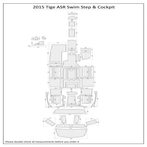 2015 Tige ASR Swim Step & Cockpit Pad Boat EVA Teak Decking 1/4" 6mm