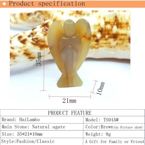 2020 New Arrival # Hailambo Natural Agates Bead Angel Statue Carved Angel Wing Figurine Pendant Charms Lucky Jewelry TS04A
