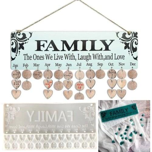 31Cm Wall Calendar Love Pendant Silicone Mold for DIY Craft Uv Expoy Resin Mould Home Wall Decoration