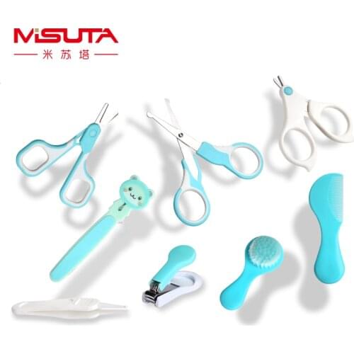 8pcs/set Baby Daily Care Safety Nail Scissors Nail Clippers Baby head comb head brush Baby Cleaning Set