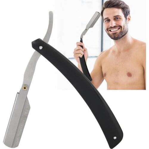 80% Hot Sale Carbon Steel Barbers Hairdressing Razor Eyebrow Knife Holder Folding Shaving Tool