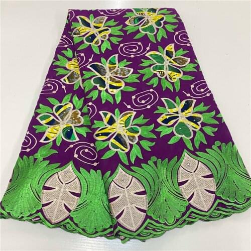 7 yard African Swiss Voile Lace Fabric with scarf embroidery lace trim high quality african100% cotton lace fabric for wedding
