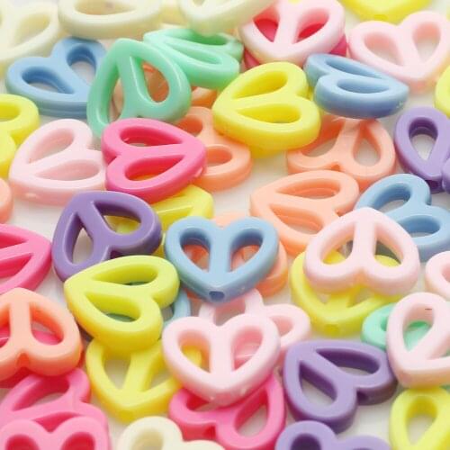 50pcs/lot Mixed Candy Color Love Heart Shape Acrylic Beads Loose Spacer Beads For Jewelry Making DIY Earrings Necklace Supplies