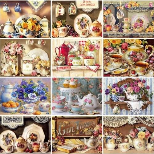 AZQSD Diamond Painting Cup Kitchen Decors Full Square/round Drill 5D Diy Diamond Embroidery Flowers Handmade Decor Gift