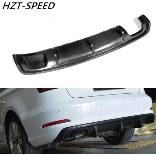 Carbon Fiber Car Rear Bumper Diffuser Lip Spoiler For Audi A3 Standard Sedan 14-16 Non Sline Car