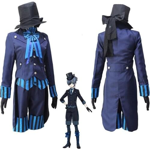 Anime Black Butler Kuroshitsuji Cosplay Ciel Costume Men Women Masquerade Halloween Party Full Set Role Play Uniforms Suits