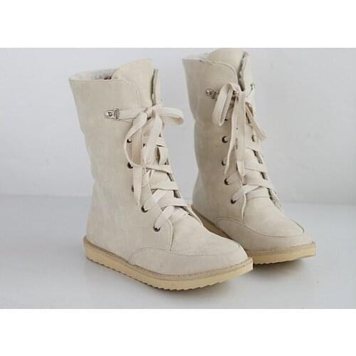 CEVABULE Sweet Flat Heel Casual Candy Boots Lace Up Student Boots Short Boots Thick Hair Snow Boots Winter Boots Women TYX