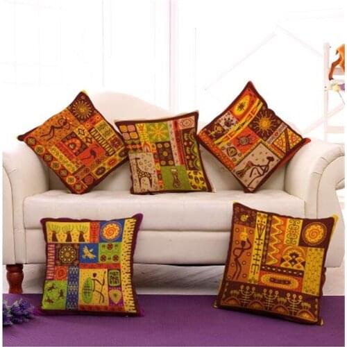 Square 18" Ethnic Africa Totem Printed Decorative Cushion Cover Chair Seat Car Outdoor Garden Pillowcase