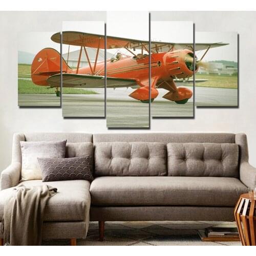 Home Decor Canvas Print Painting 5 Pieces Vintage Aircraft Pictures Wall Art Modular Living Room Retro Airplane Jet Plane Poster
